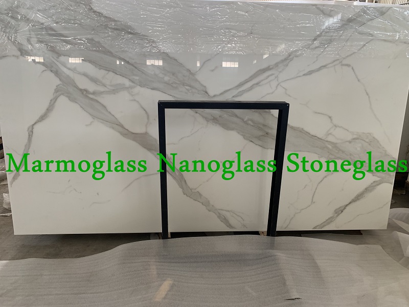 quality Calacatta gold nano glass slab